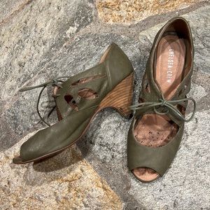 Chelsea crew Mary Jane vintage inspired heels sage colored green